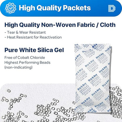 Dry & Dry 300 Gram Silica Gel Packets Desiccants, Silica Packets - Image 2
