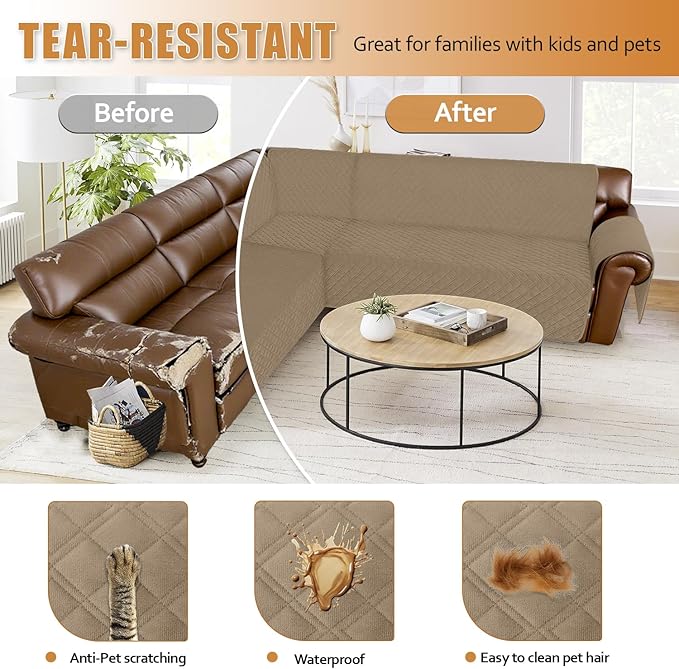 Arfntevss Waterproof Sectional Couch Covers L Shape Washable Velvet Sofa Cover - Image 7