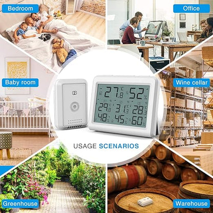 AMIR Indoor Outdoor Thermometer, 3 Channels Digital Hygrometer Thermometer - Image 6