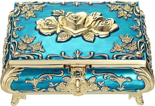 Hipiwe Metal Decorative Jewelry Box Vintage Treasure Chest Case Ornate Trinket by Hipiwe
