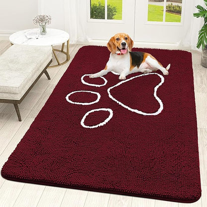 OLANLY Dog Door Mat for Muddy Paws 70x46, Paw Print Design, Absorbs Moisture by OLANLY
