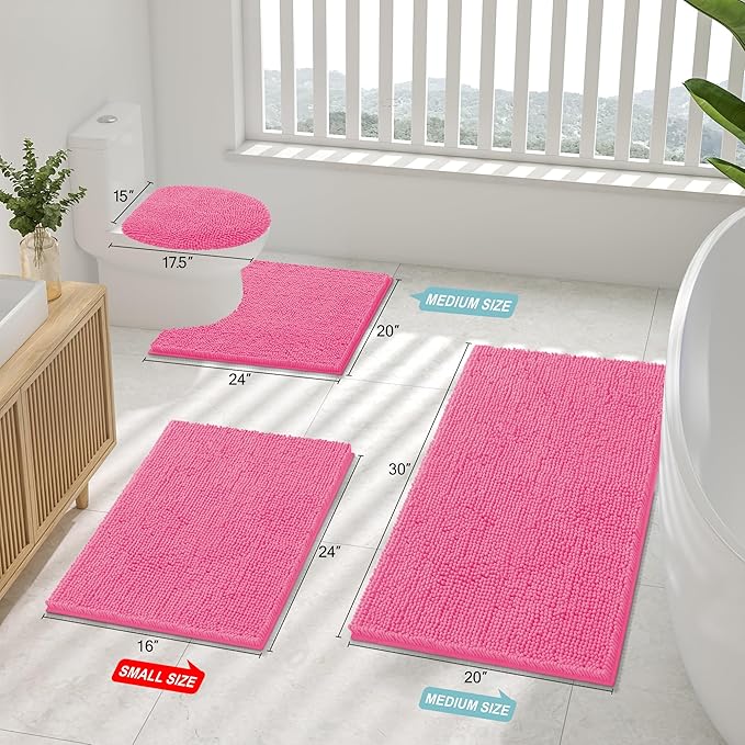 Smiry Luxury Chenille Bathroom Rugs 47x20, Extra Soft and Absorbent Shaggy Bath - Image 2