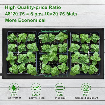 Seedling Heat Mat 48"x20.75", UL & MET-Certified Waterproof Plant Heating Pad - Image 2