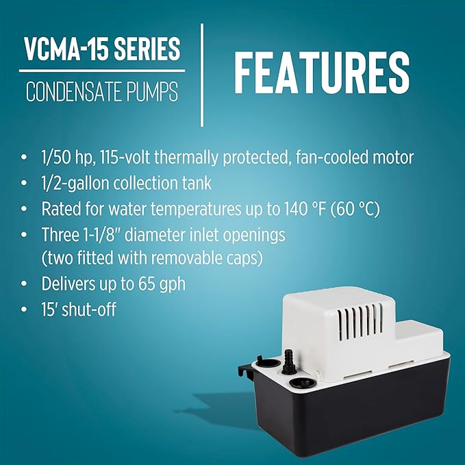 Little Giant VCMA-15UL 115 Volt, 65 GPH, 1/50 HP Automatic Condensate Removal - Image 4