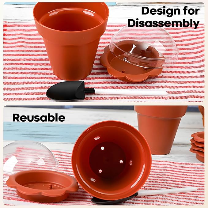 20 Pcs Nursery Pots with Humidity Dome, Cupcake Plant Nursery Pots with Bring A - Image 4