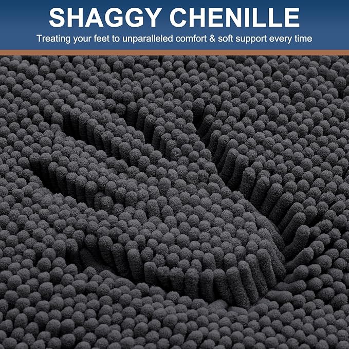 Smiry Luxury Chenille Bathroom Rugs 59x20, Extra Soft and Absorbent Shaggy Bath - Image 4