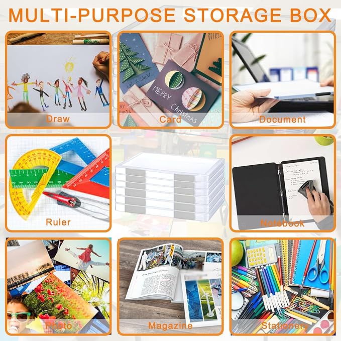 6 Pcs Clear A4 File Portable Project Case, Plastic Storage Box - Image 5