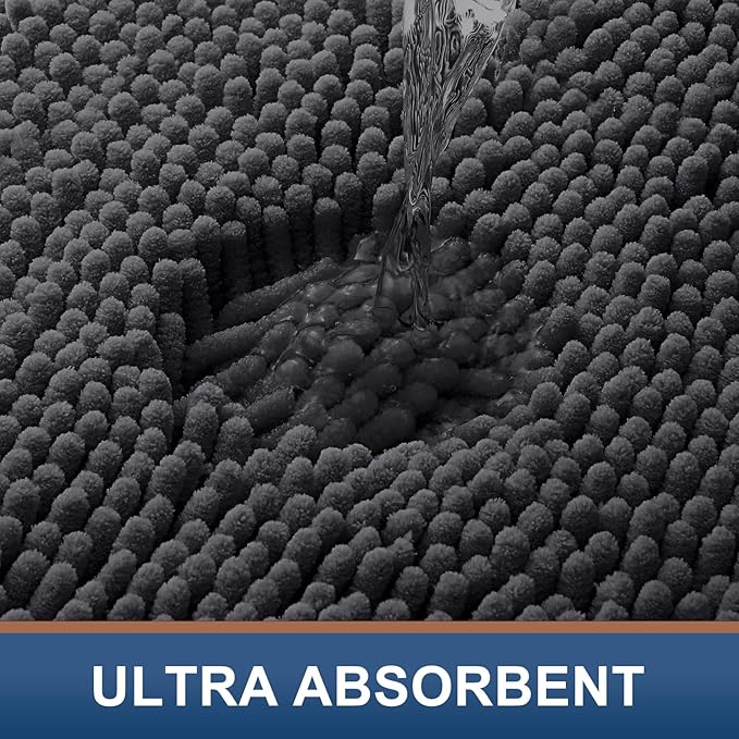Smiry Luxury Chenille Toilet Rugs U-Shaped 20x20, Soft Absorbent Non-Slip - Image 4