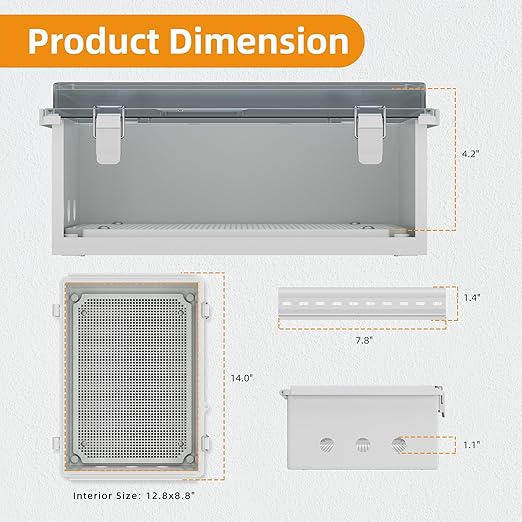 Joinfworld Clear Electrical Enclosure Box Outdoor 14x10x6 Plastic Junction Box - Image 4