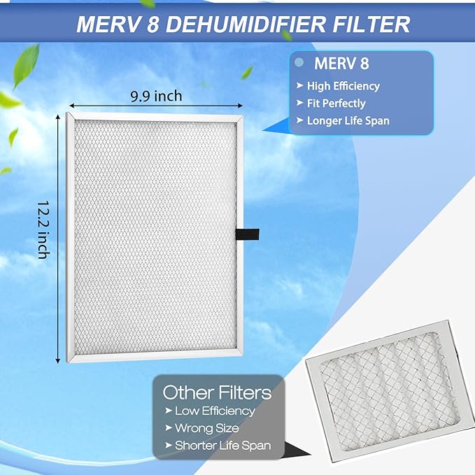 Upgraded 6 Pack MERV 8 Replacement Set Dehumidifier Filter Compatible - Image 2