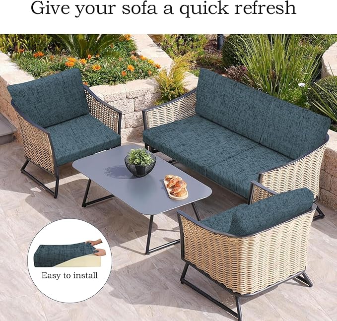 12Pcs Stretch Patio Cushion Covers Outdoor Couch Cover Replacement, Outdoor - Image 7