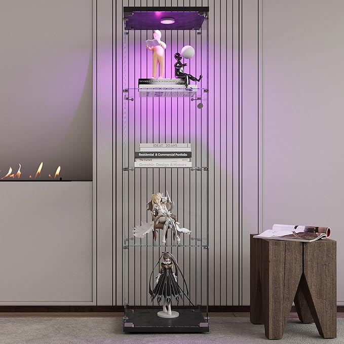 Yoluckea 4 Shelves Glass Display Cabinet - Image 7