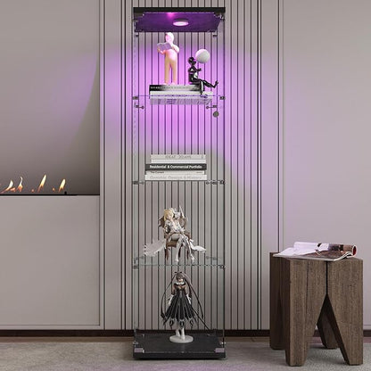 Yoluckea 4 Shelves Glass Display Cabinet - Image 7