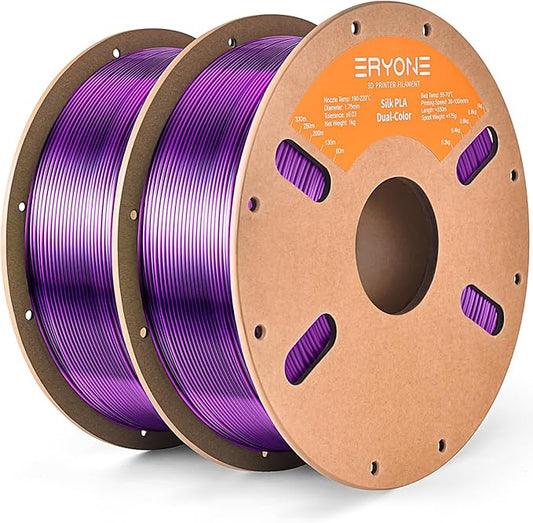 ERYONE Silk Dual Color PLA Filament 3D Printer 1.75mm +/- 0.03mm, Bicolor by ERYONE