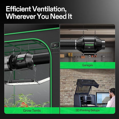 VIVOSUN Smart Air Filtration PRO T4 Kit 4", AeroZesh T4 Inline Duct Fan - Image 2