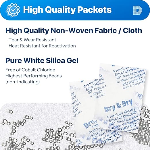 Dry & Dry 20 Gram Silica Gel Packets Desiccants, Silica Packets - Image 2