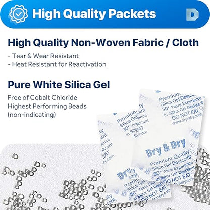 Dry & Dry 20 Gram Silica Gel Packets Desiccants, Silica Packets - Image 2