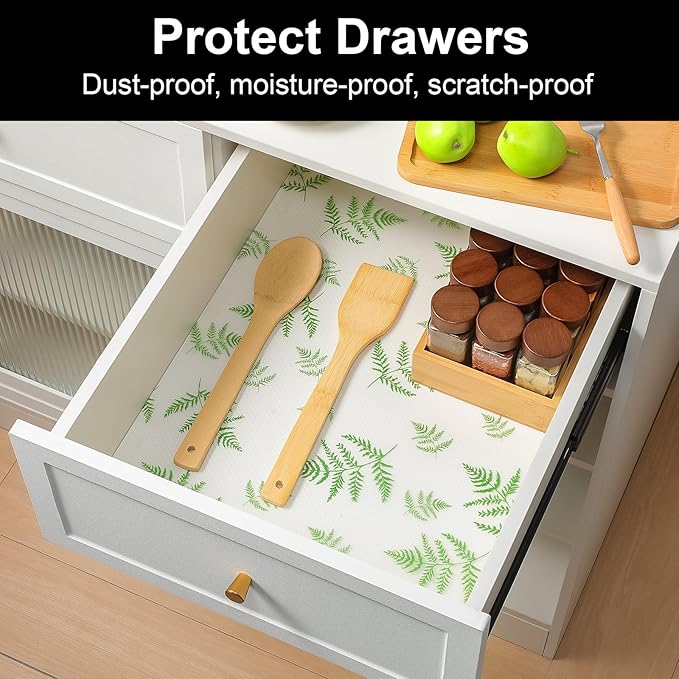 Cooyes Shelf Liners for Kitchen Cabinets Refrigerator Liners Waterproof & - Image 2