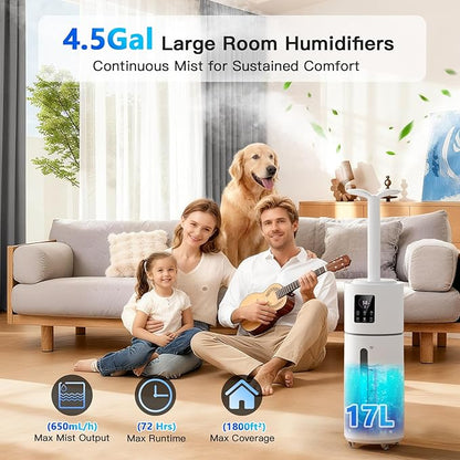 Smart Humidifiers for Large Room Bedroom Home 1800 sq.ft, 17L/4.5Gal Large - Image 2