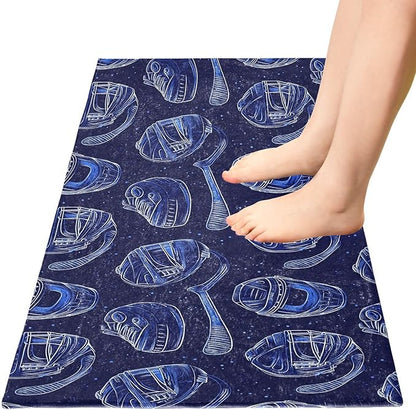 Ice Hockey Pattern Blue Decorative mat Non Slip Anti Mold Washable Rugs - Image 2