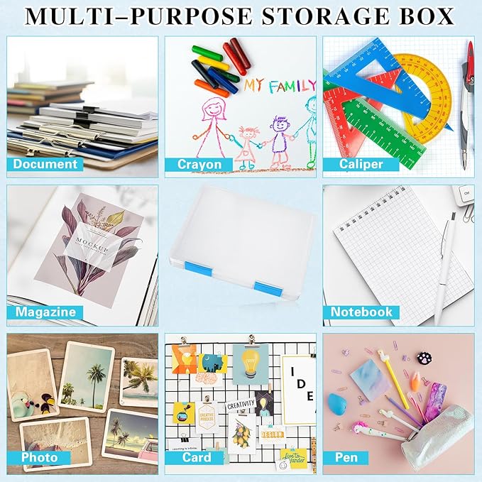 PerKoop 6 Pcs Clear Paper Storage Box A4 Plastic File Box Document Paper - Image 5