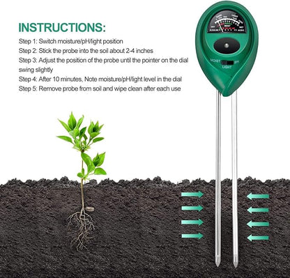 iPower 3-in-1 Soil Moisture/pH/Light Meter, Soil Test kit - Image 5
