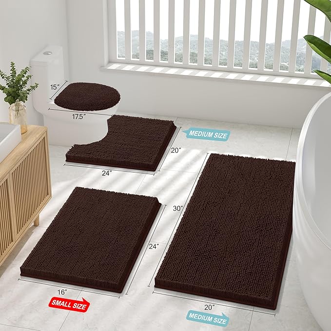 Smiry Luxury Chenille Bathroom Rugs 59x20, Extra Soft and Absorbent Shaggy Bath - Image 3