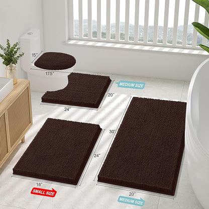 Smiry Luxury Chenille Bathroom Rugs 59x24, Extra Soft and Absorbent Shaggy Bath - Image 3