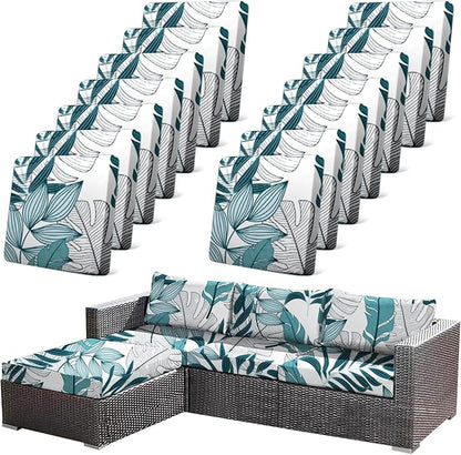 14Pcs Stretch Patio Cushion Cover Outdoor Cushion Cover Replacement Slipcovers by CALBODE