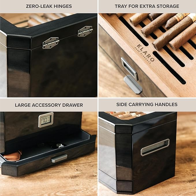 CASE ELEGANCE Monogrammed Octodor Large Black Piano Finish Glass Top Cedar - Image 4