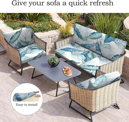8Pcs Stretch Patio Cushion Covers Outdoor Couch Cover Replacement, Outdoor Sofa - Image 5