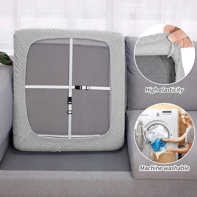 Fuloon Waterproof Couch Cushion Covers, Stretch Sofa Seat Cushion Slipcovers - Image 4