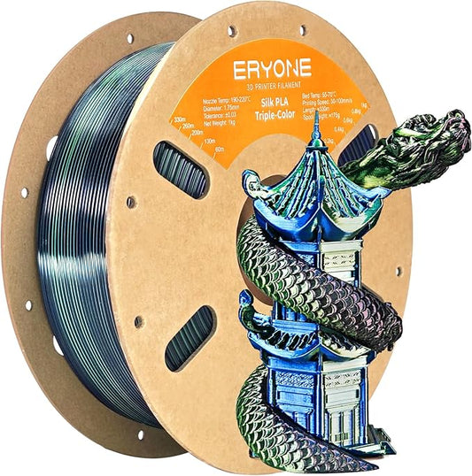 ERYONE Silk Tri Color PLA Filament 3D Printer 1.75mm +/- 0.03mm, Dark Green & by ERYONE