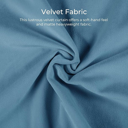 TWOPAGES Luxury Velvet Curtain Pinch Pleated Sky Blue Curtain 84 inch Long - Image 3