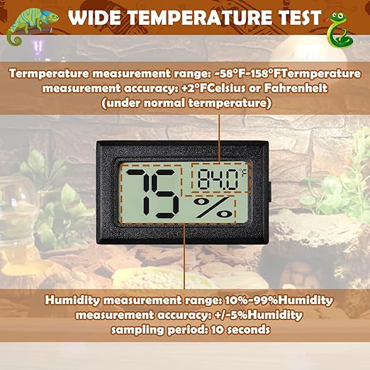Reptile Thermometer and Humidity Gauge, Chameleon Cage, Tree Frog Terrarium - Image 3