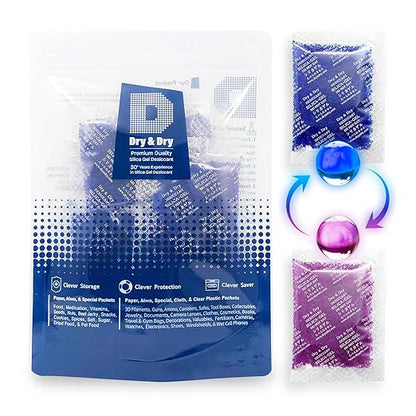 Dry & Dry 20 Gram Blue Indicating Silica Gel Packets Desiccant Silica Gel by DryDry