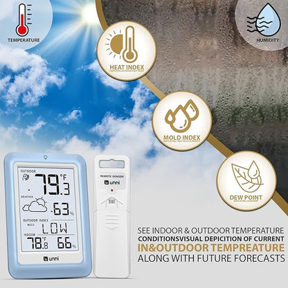 Indoor Outdoor Thermometer Wireless Weather Station, Temperature Humidity - Image 3
