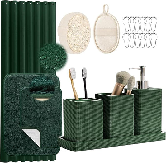 Green Bathroom Set, Dark Green Bathroom Accessories Set by LetUsMakeHomeYourFavoriteDestination