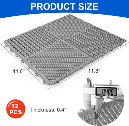 MYFAMIREA Modular Interlocking Cushion 12 Pack 11.8" x 11.8" Rubber Floor Tiles - Image 2