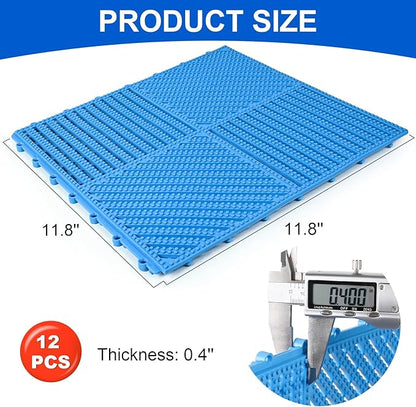 MYFAMIREA Modular Interlocking Cushion 12 Pack 11.8" x 11.8" Rubber Floor Tiles - Image 2