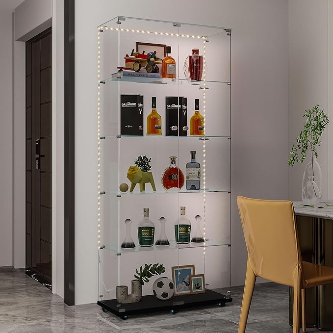 Yoluckea 5-Tier Glass Display Cabinet - Image 6