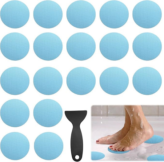 24 PCS Bathtub Non Slip Stickers Blue Adhesive Decals Round Shape Anti Slip by Coufce