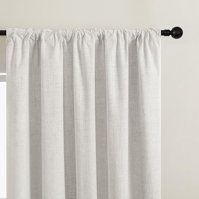 CUCRAF Linen 100% Blackout Curtains 90 Inch Length 2 Panels Set, Back Tab and - Image 8