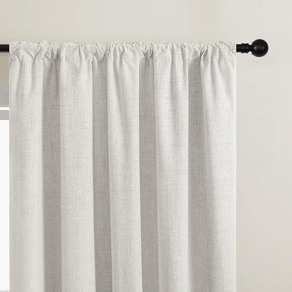CUCRAF Linen 100% Blackout Curtains 96 Inch Length 2 Panels Set, Back Tab and - Image 8