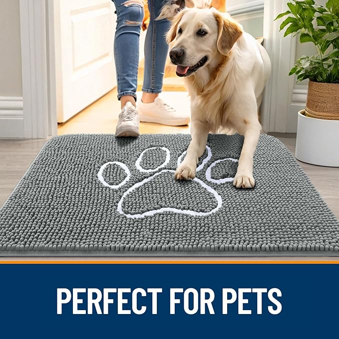 OLANLY Dog Door Mat for Muddy Paws 36x24, Paw Print Design, Absorbs Moisture - Image 6