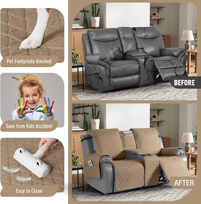 TAOCOCO 100% Waterproof Loveseat Recliner Couch Sofa Covers - Image 2