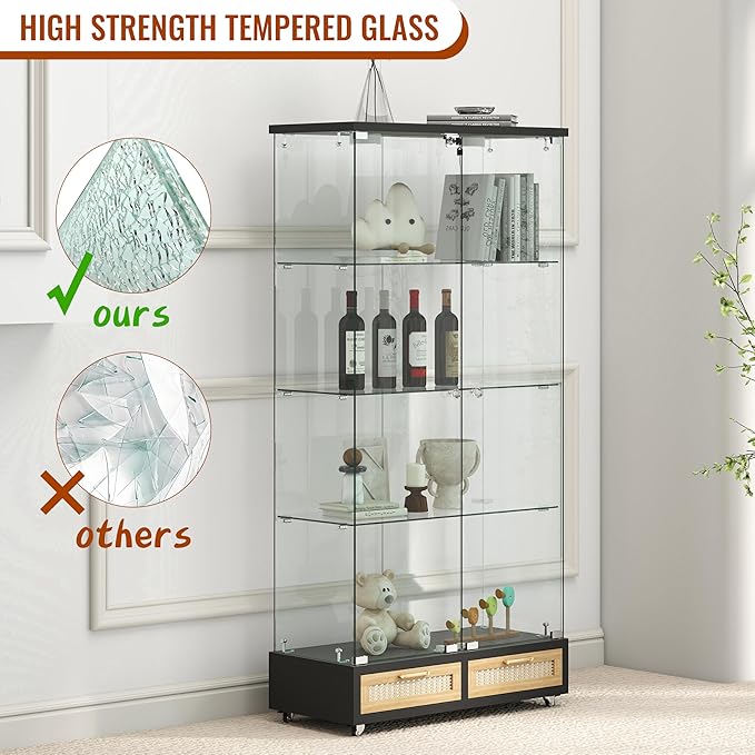 Yoluckea 4-Tier Glass Display Cabinet - Image 6