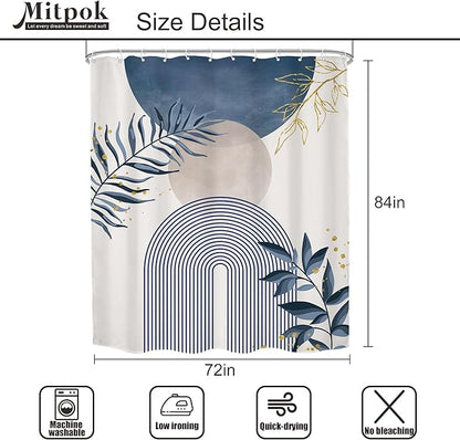 Blue Gray Boho Shower Curtain 72Wx84H Extra Long Dusty Blue Modern Bohemian - Image 5