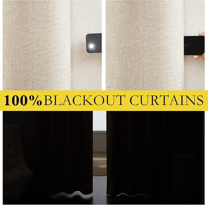 NICETOWN 100% Absolutely Blackout Linen Curtains - Image 2