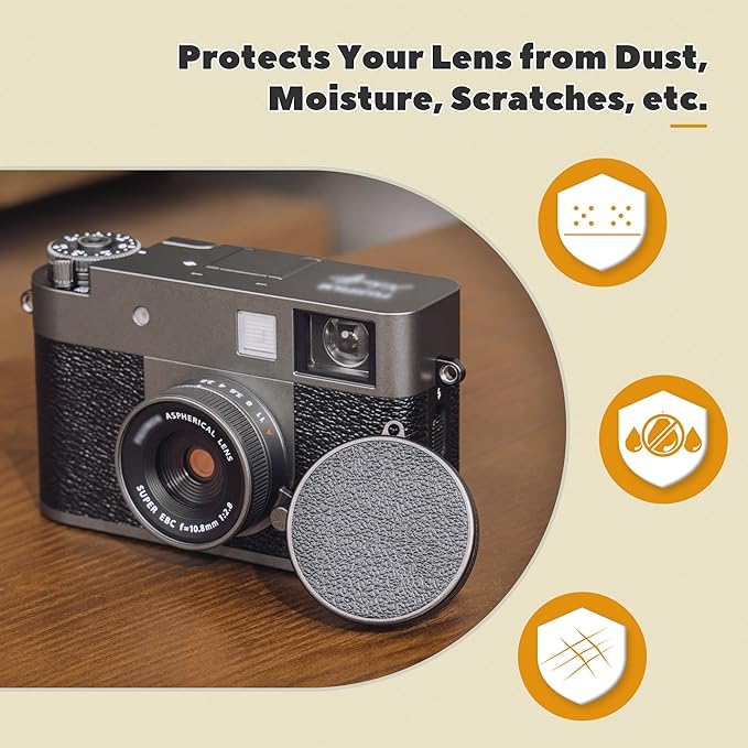 Fuji X Half Leather Texture Lens Cap, Aluminum Anti-Dust Anti-Scratches - Image 5
